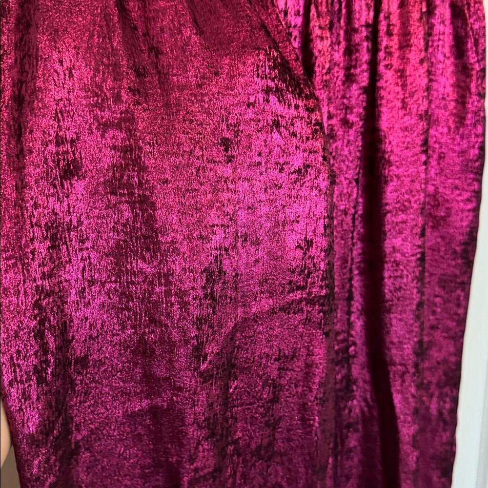 Elegant Deep Purple Fuchsia Pink Metallic Women's Jogger Pants - Picture 2 of 7